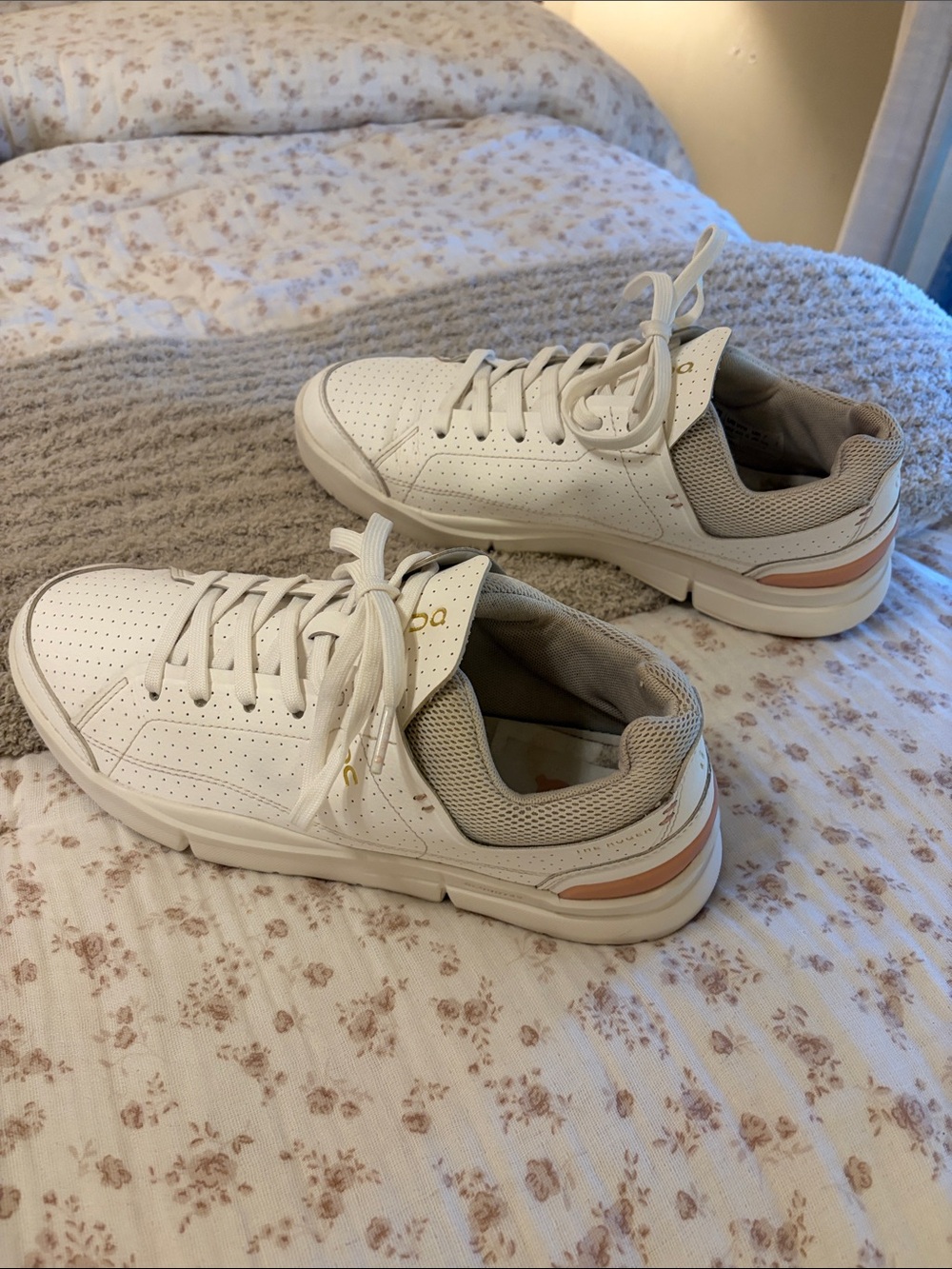 On Running Women's White Sneakers with Blush Heel Accent - Picture 8 of 16